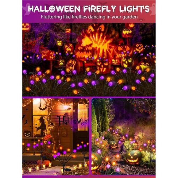 Halloween Decorations Outdoor, 6 Pack Solar Firefly Lights Outdoor, 48 LED - Picture 2 of 7
